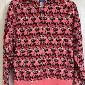Tokyo Disney Resort Full Zip Hoodie  Minnie Mouse Sweatshirt Pink Medium